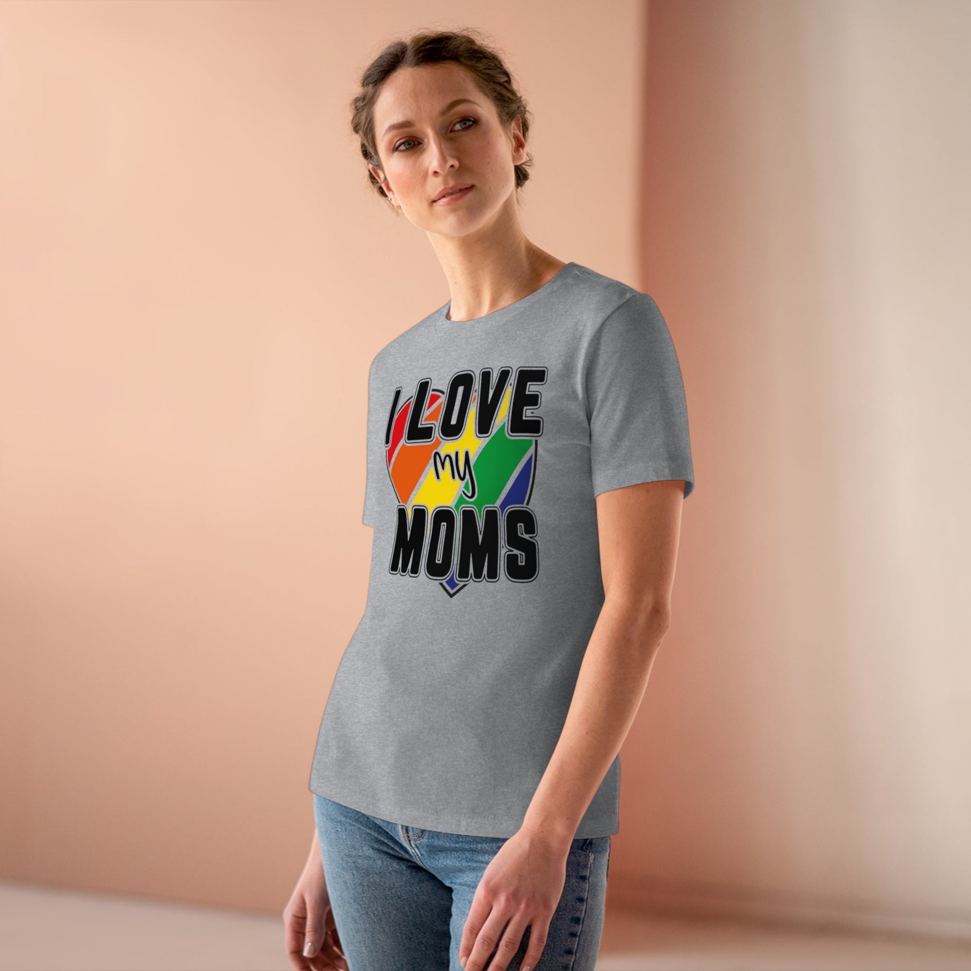 MOM Pride Ladies Tee Athletic Heather S T-Shirt by Printify | Akron Pride Custom Tees