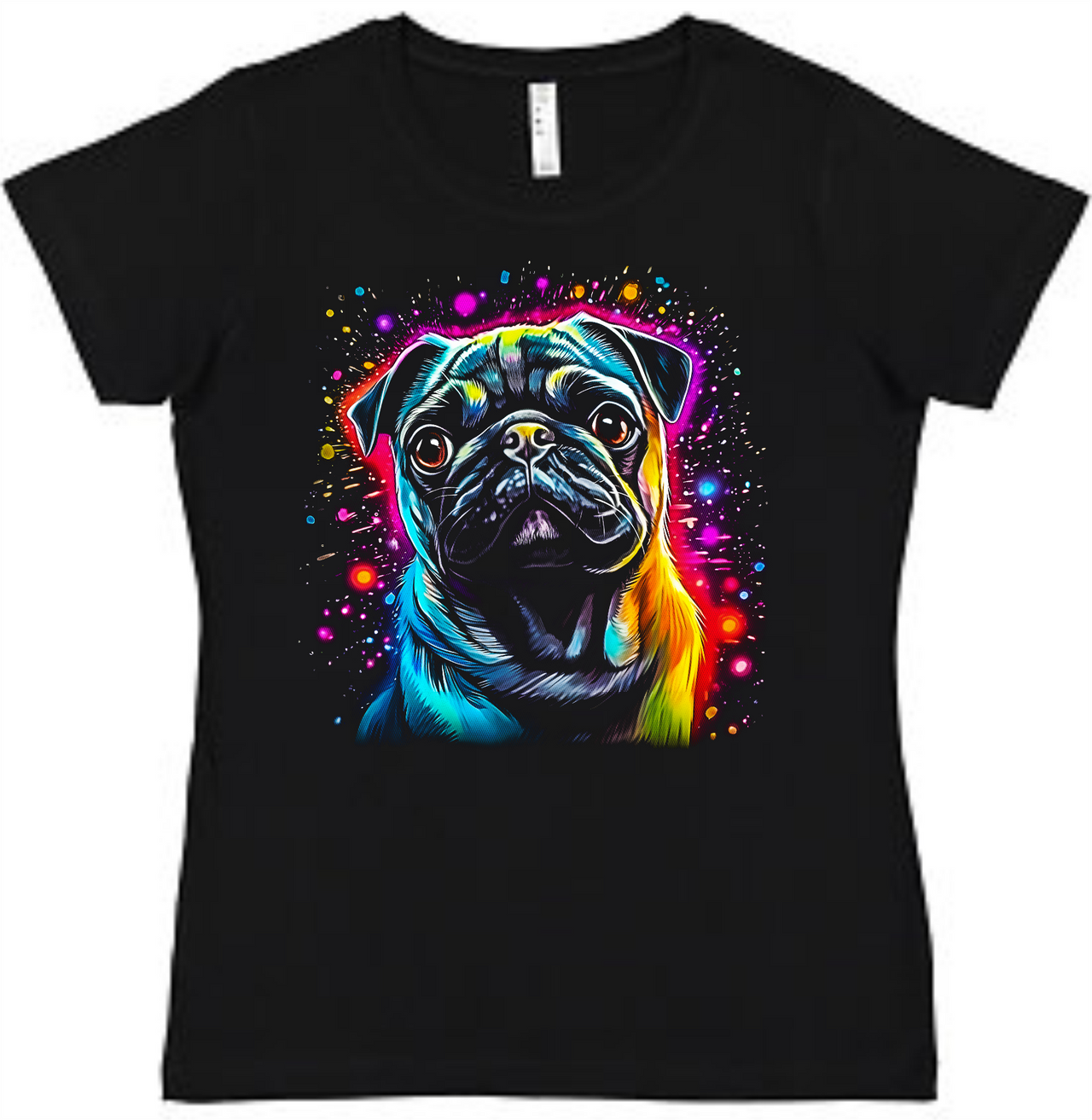 Neon Pug Ladies Tee Ladies Shirt by Akron Pride Custom Tees | Akron Pride Custom Tees