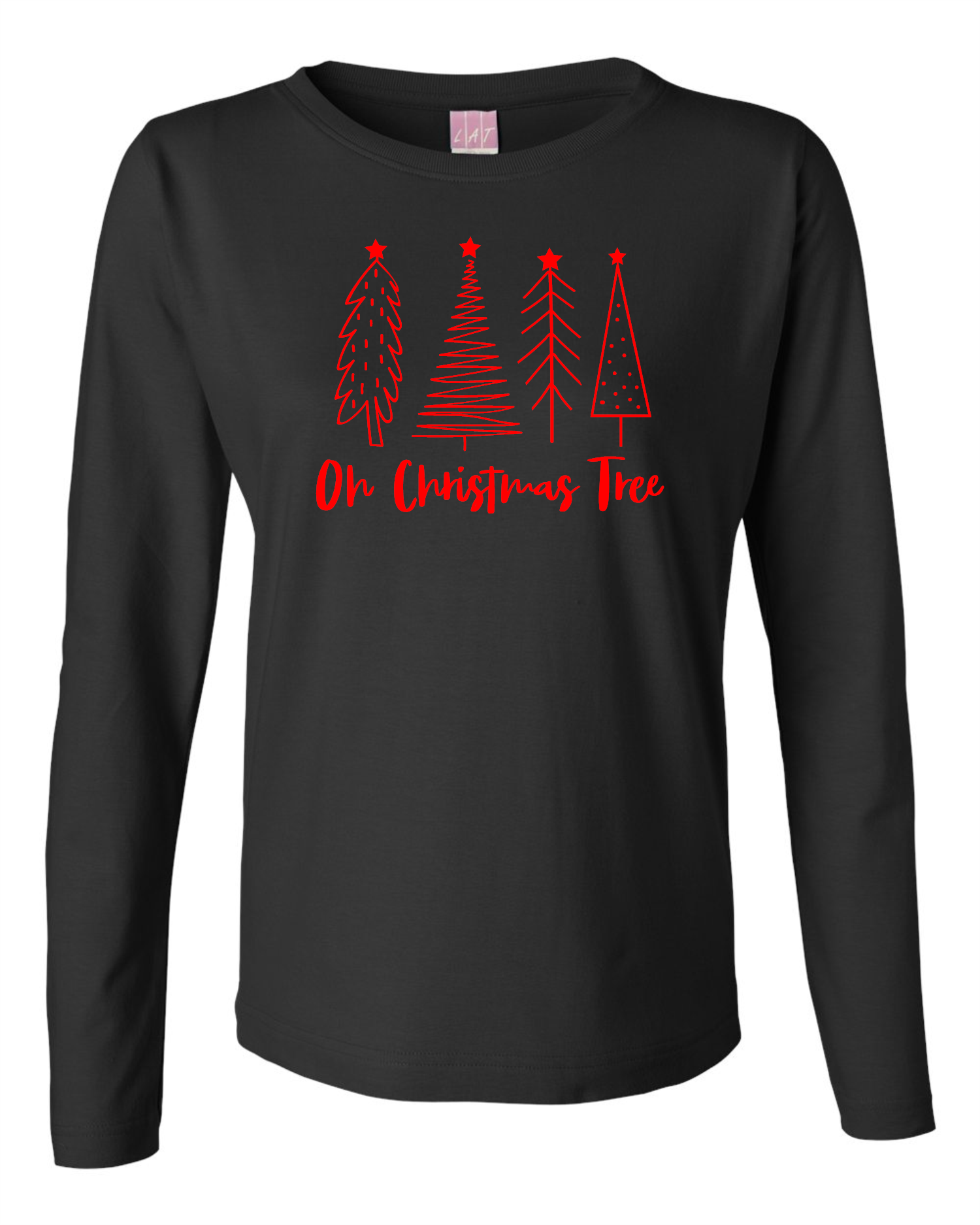 Oh Christmas Tree Ladies L/S Tee Ladies Long Sleeve Shirt by Akron Pride Custom Tees | Akron Pride Custom Tees