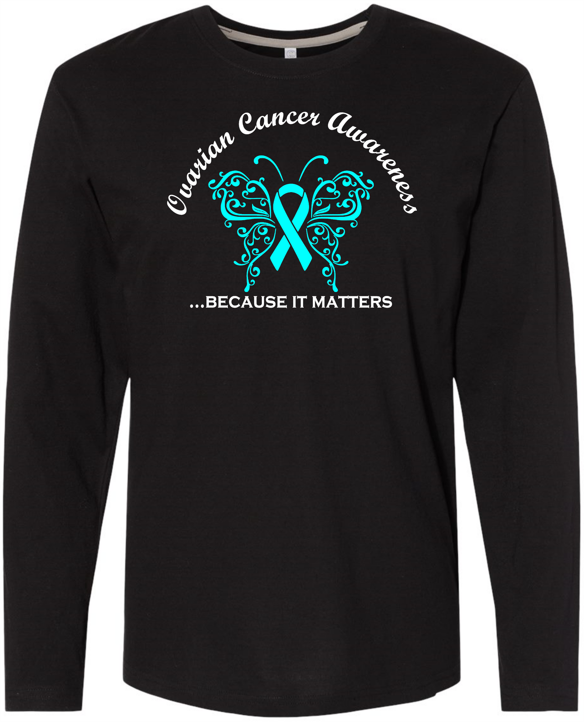 Ovarian Cancer LS Tee Men Long Sleeve Shirt by Akron Pride Custom Tees | Akron Pride Custom Tees