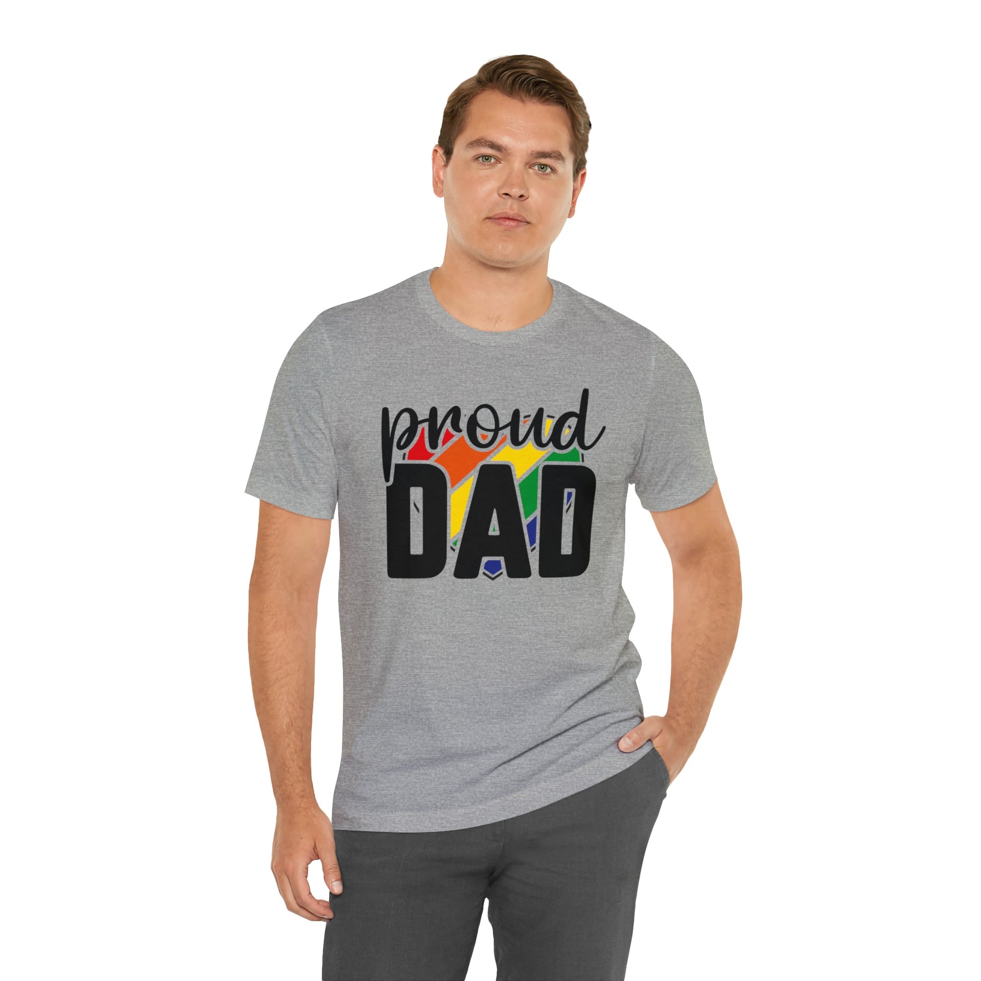 Proud Dad Pride Tee Athletic Heather S T-Shirt by Printify | Akron Pride Custom Tees