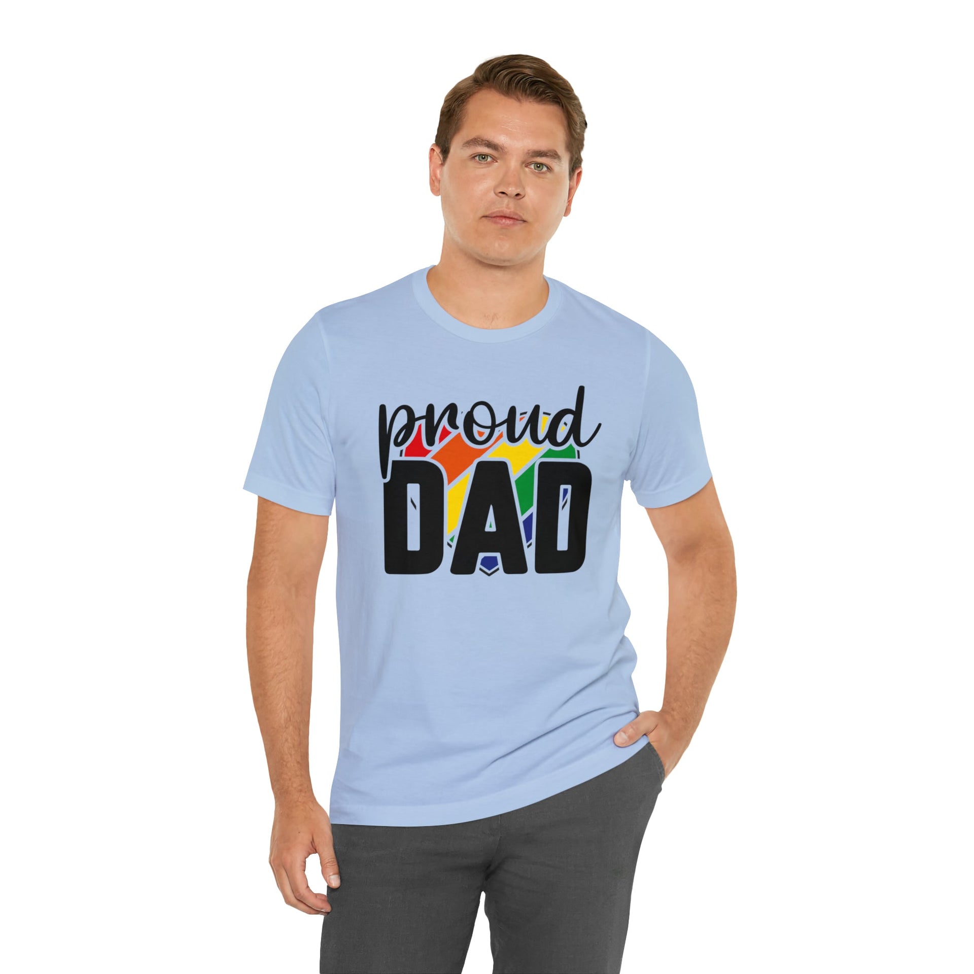 Proud Dad Pride Tee Baby Blue S T-Shirt by Printify | Akron Pride Custom Tees