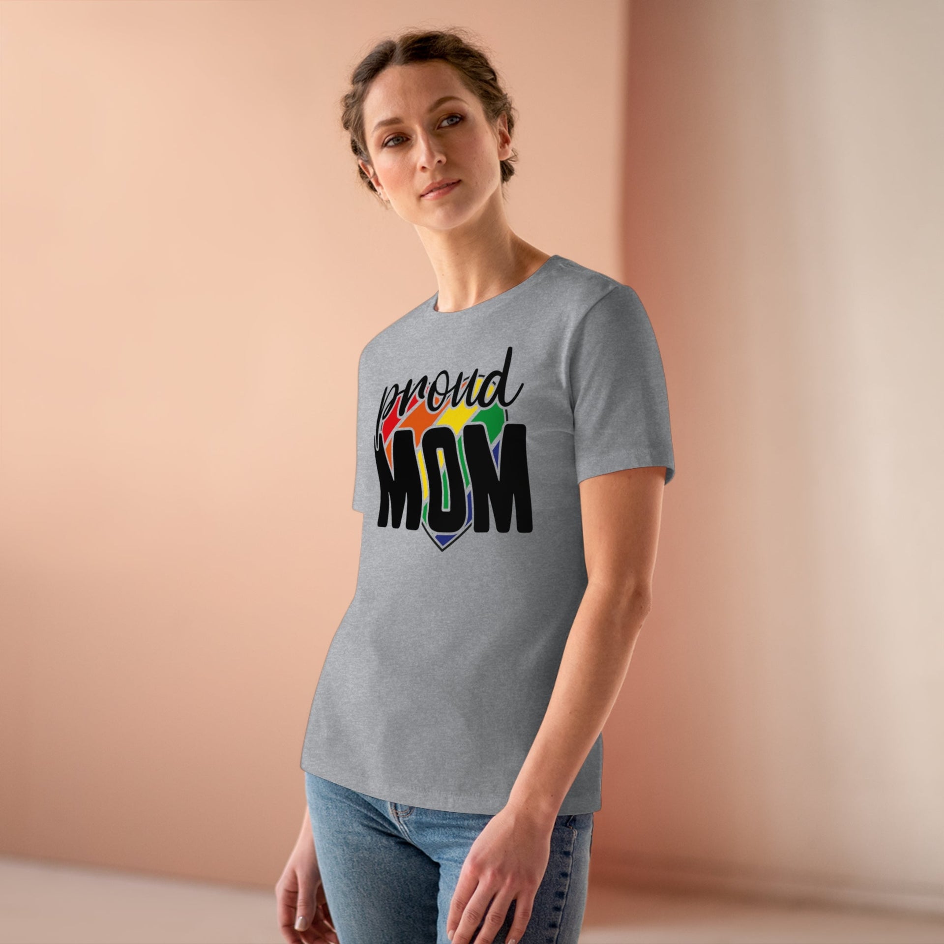 Proud Mom Ladies Tee Athletic Heather S T-Shirt by Printify | Akron Pride Custom Tees