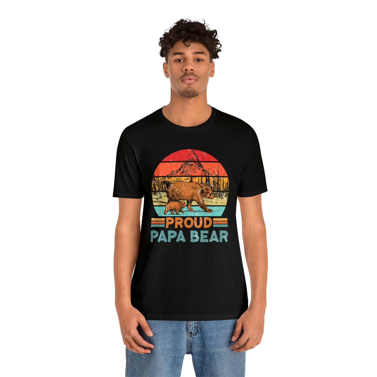 Proud Papa Bear Tee Black T-Shirt by Printify | Akron Pride Custom Tees