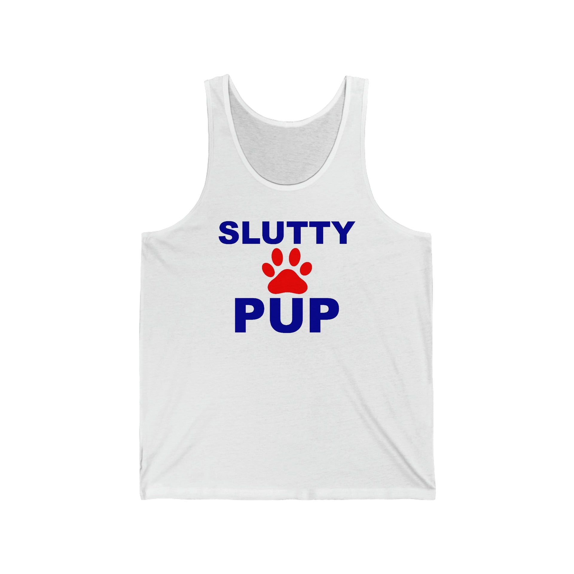 Slutty Pup Tank Top XS White Tank Top by Printify | Akron Pride Custom Tees