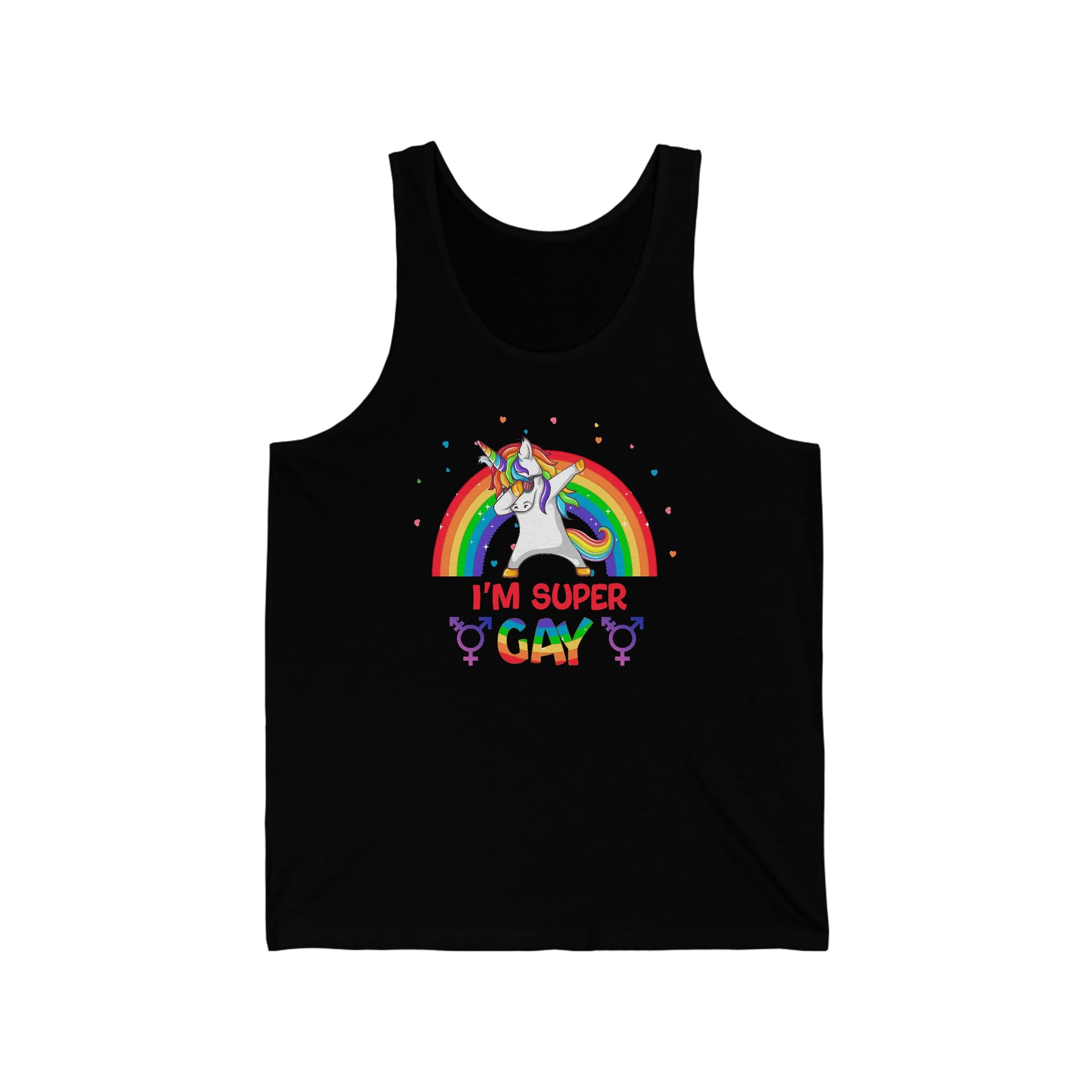 Super Gay Pride Tank Top S Black Tank Top by Printify | Akron Pride Custom Tees
