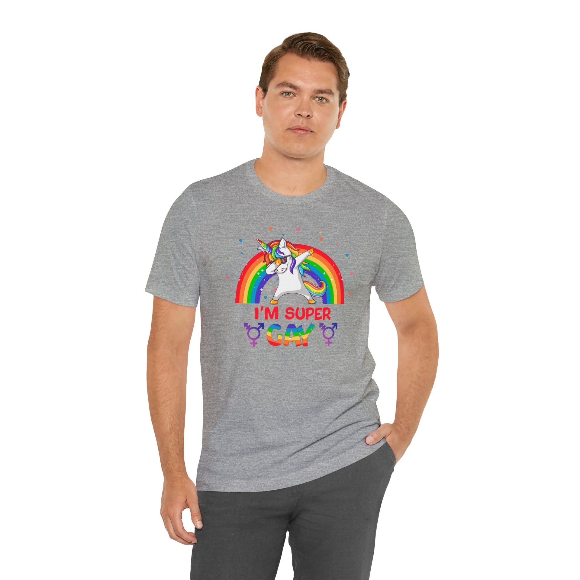 Super Gay Pride Tee Athletic Heather S T-Shirt by Printify | Akron Pride Custom Tees