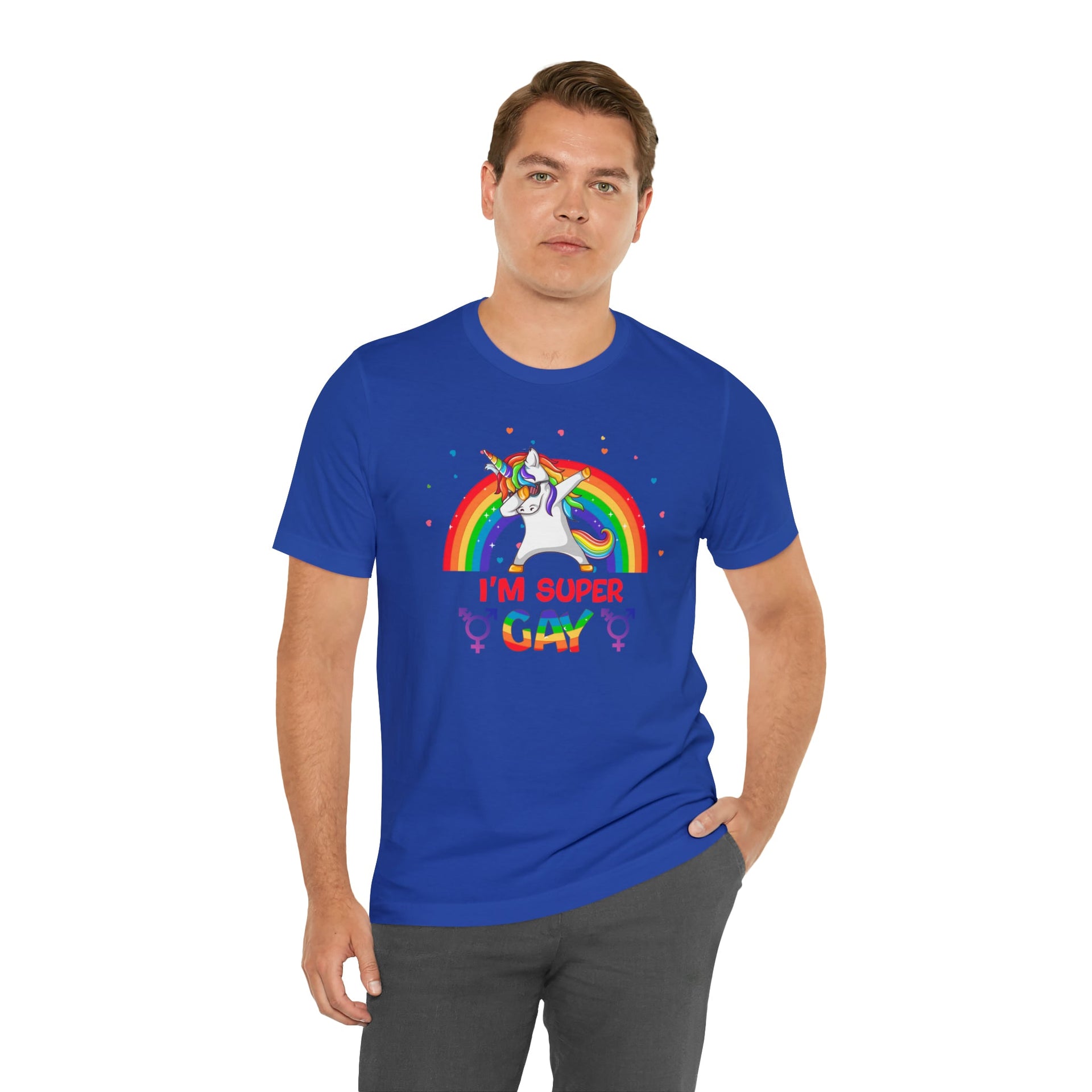Super Gay Pride Tee True Royal S T-Shirt by Printify | Akron Pride Custom Tees