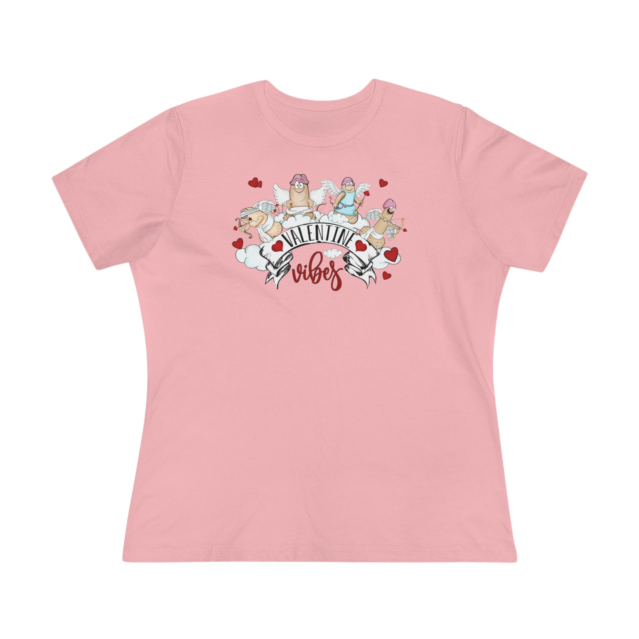 Valentine Vibes Ladies Tee Pink S T-Shirt by Printify | Akron Pride Custom Tees