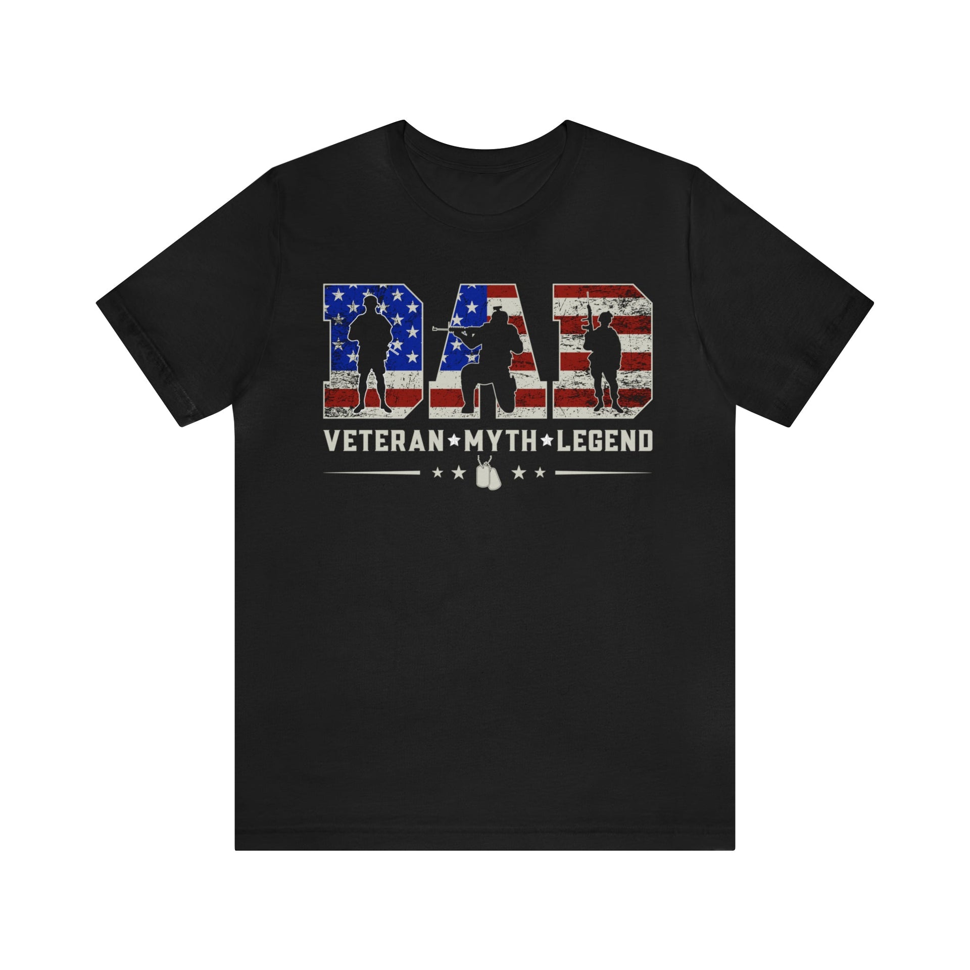 Veteran Dad Tee Black S T-Shirt by Printify | Akron Pride Custom Tees