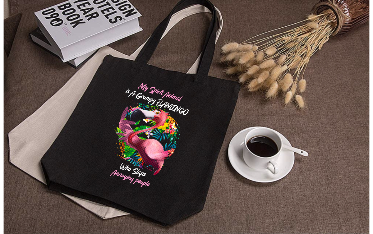 Grumpy Flamingo Tote Bag Akron Pride Custom Tees