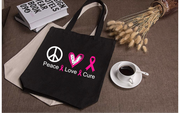 Peace Love Cure Tote Bag Akron Pride Custom Tees